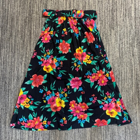 Lauritta Dresses & Skirts - Laurissa Floral Maxi Skirt Vintage 80s Belted High Waist Rayon Blend‎ Size 10